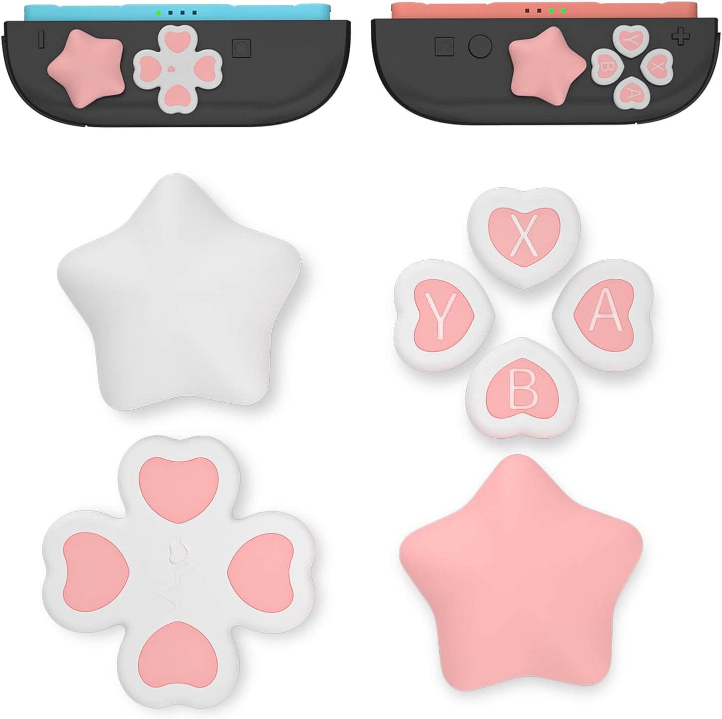 Switch 2 Button Caps and Joystick Stickers Set – Soft Non-Slip Switch 2 Thumb Grips for Enhanced Control, Cute Eco-Friendly Button Covers
