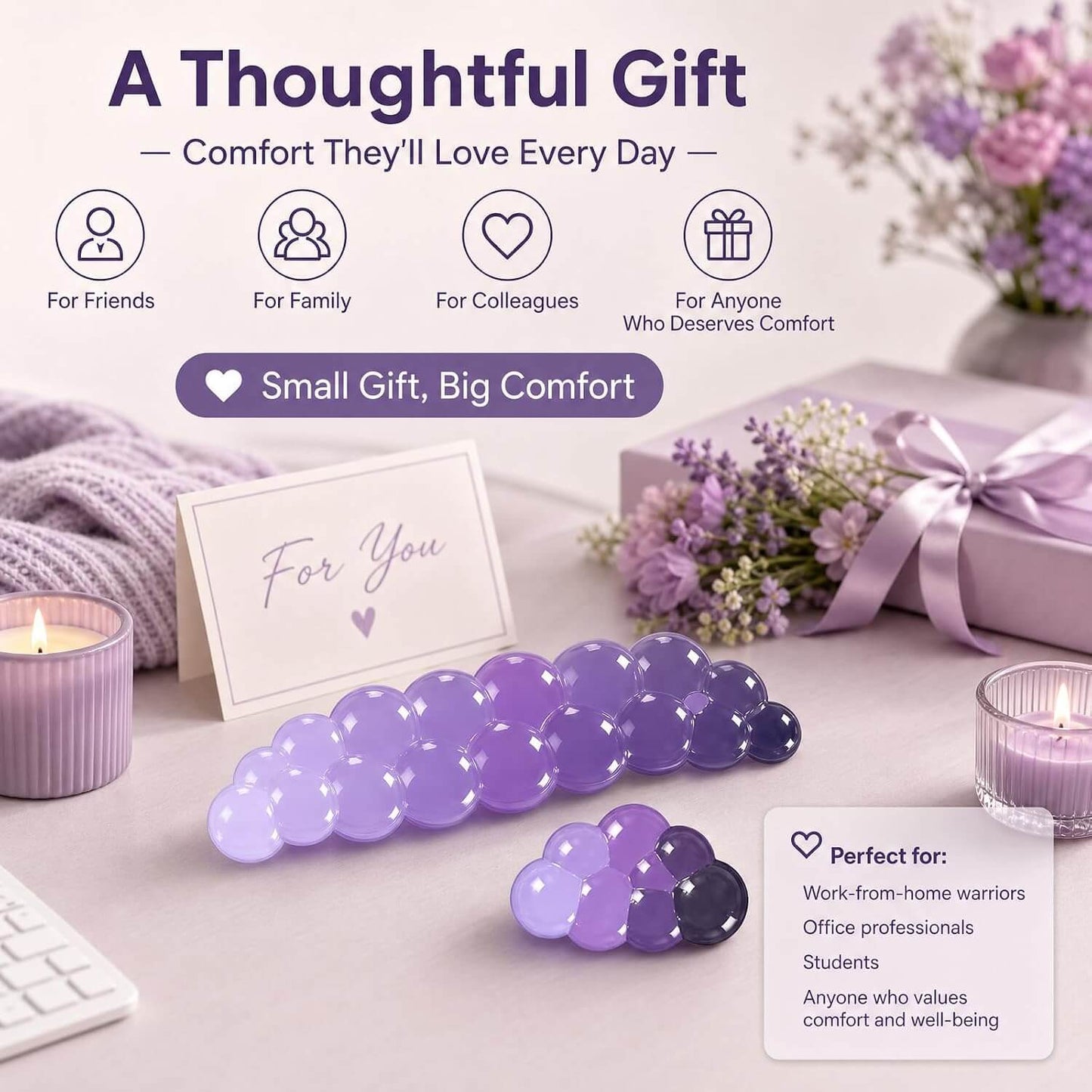 Purple Cloud Gel Wrist Rest Set – Cute Ergonomic Keyboard Wrist Support & Mouse Pad for Aesthetic Desk Setup