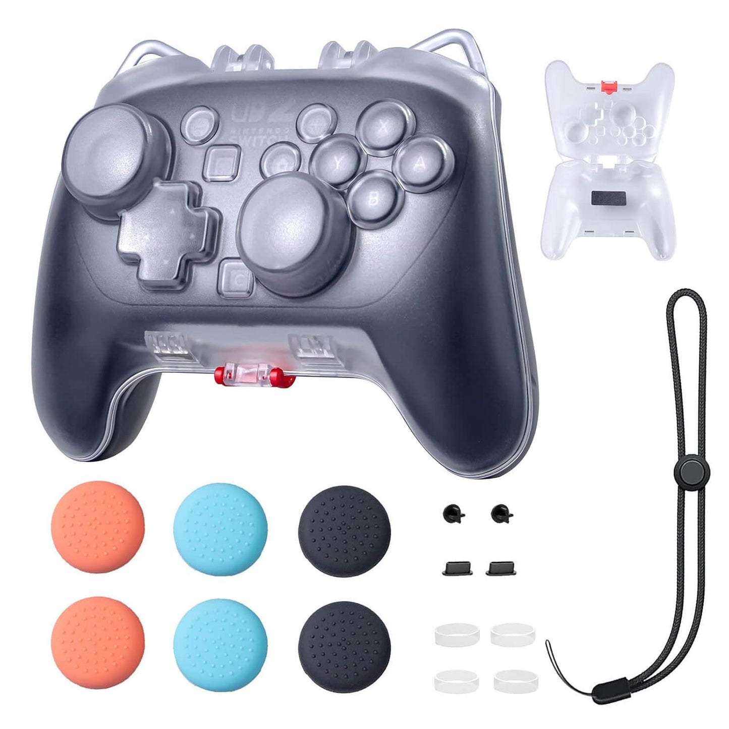 Switch 2 Pro Controller Case - Hard Protective Shell with Joystick Cap Space, Anti-Scratch Matte Cover, Includes Thumb Grips & Strap - Travel Storage for Switch 2 Accessories & Controllers