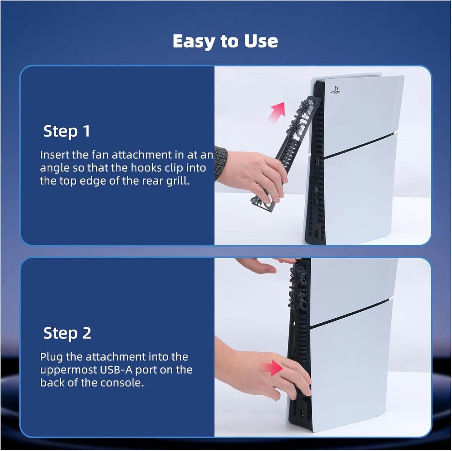 NANANINO PS5 Slim Cooling Fans, Cooling Fan for PlayStation 5 Slim Disc Edition/Digital Edition with RGB Lighting and USB 3.0 Port(NOT for PS5 Pro)