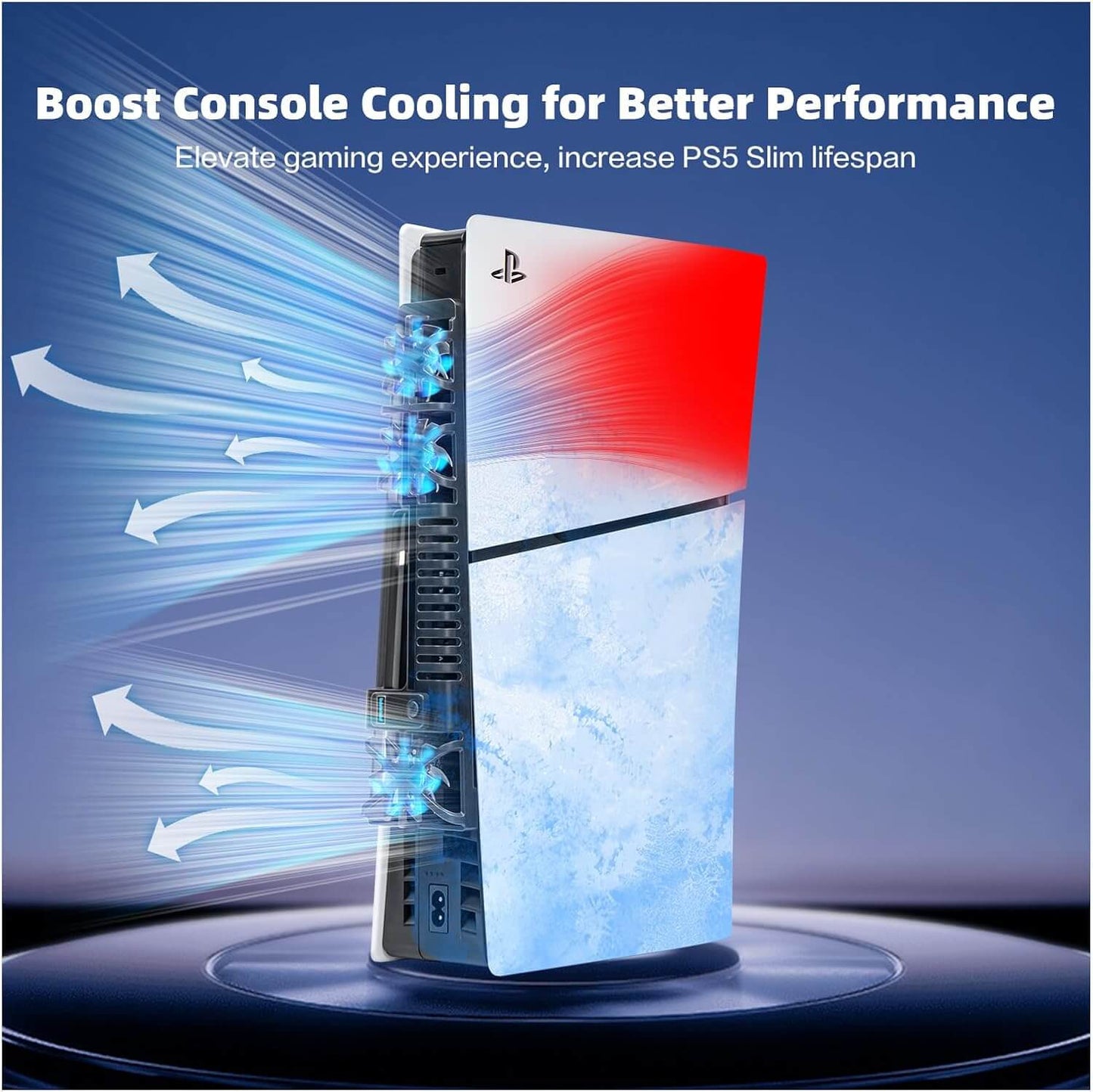 NANANINO PS5 Slim Cooling Fans, Cooling Fan for PlayStation 5 Slim Disc Edition/Digital Edition with RGB Lighting and USB 3.0 Port(NOT for PS5 Pro)