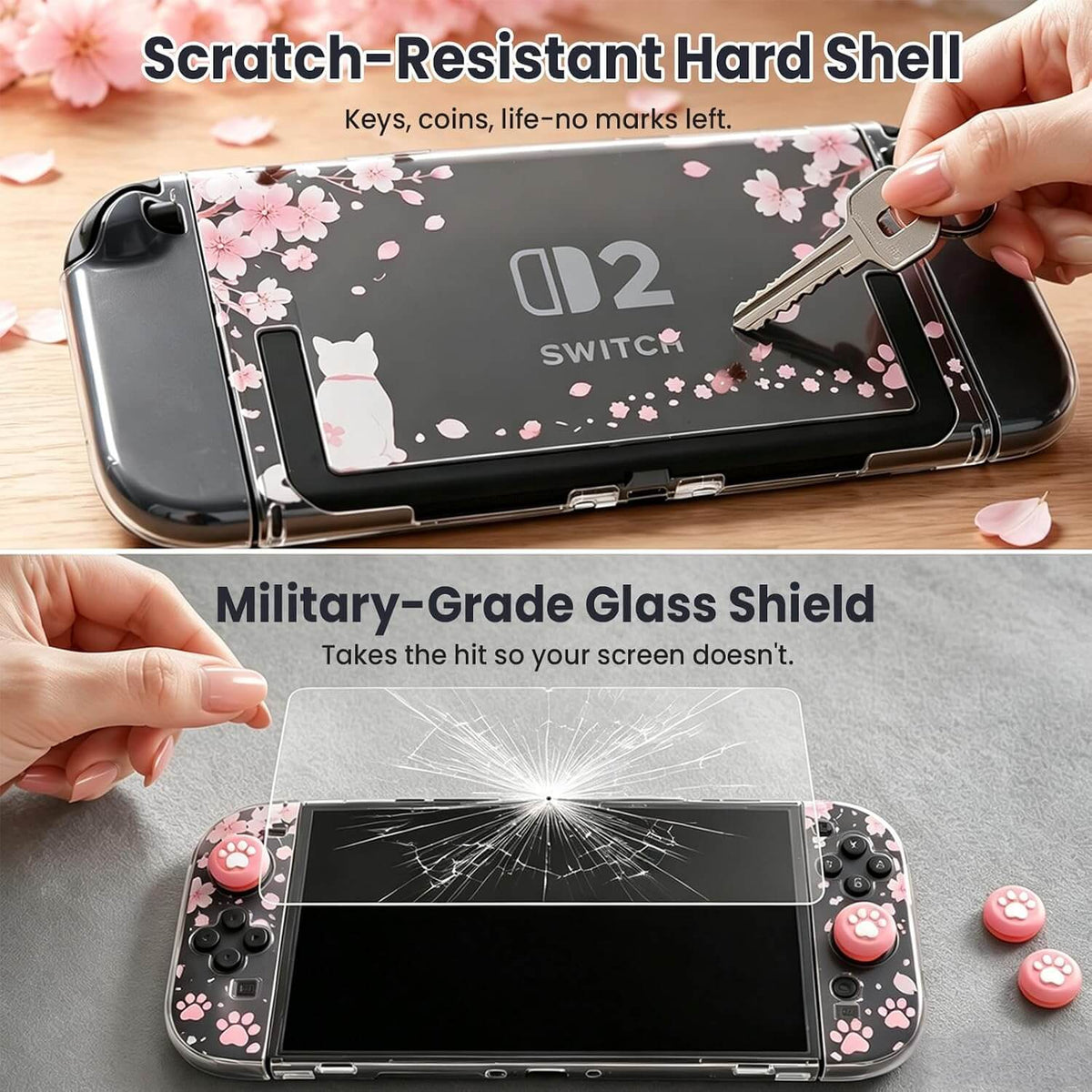 Switch 2 Case for Nintendo Switch 2, Protective Cherry Blossom Cover