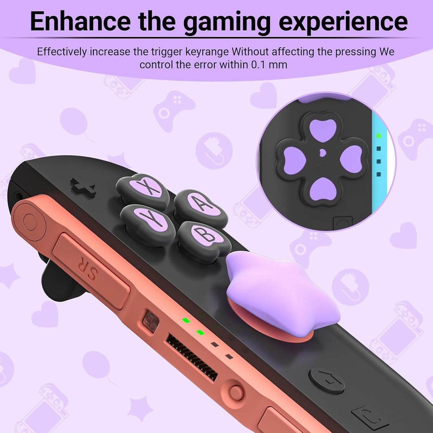 Switch 2 Button Caps and Joystick Stickers Set – Soft Non-Slip Switch 2 Thumb Grips for Enhanced Control, Cute Eco-Friendly Button Covers