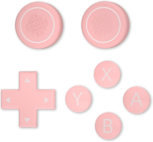 NANANINO Switch Pro Controller Button Set, Silicone Cross D-Pad Button Cover Set Joystick Cover - ABXY Button Stickers, Cute Switch Pro Controller Thumb Grips and Dpad Caps - Pink