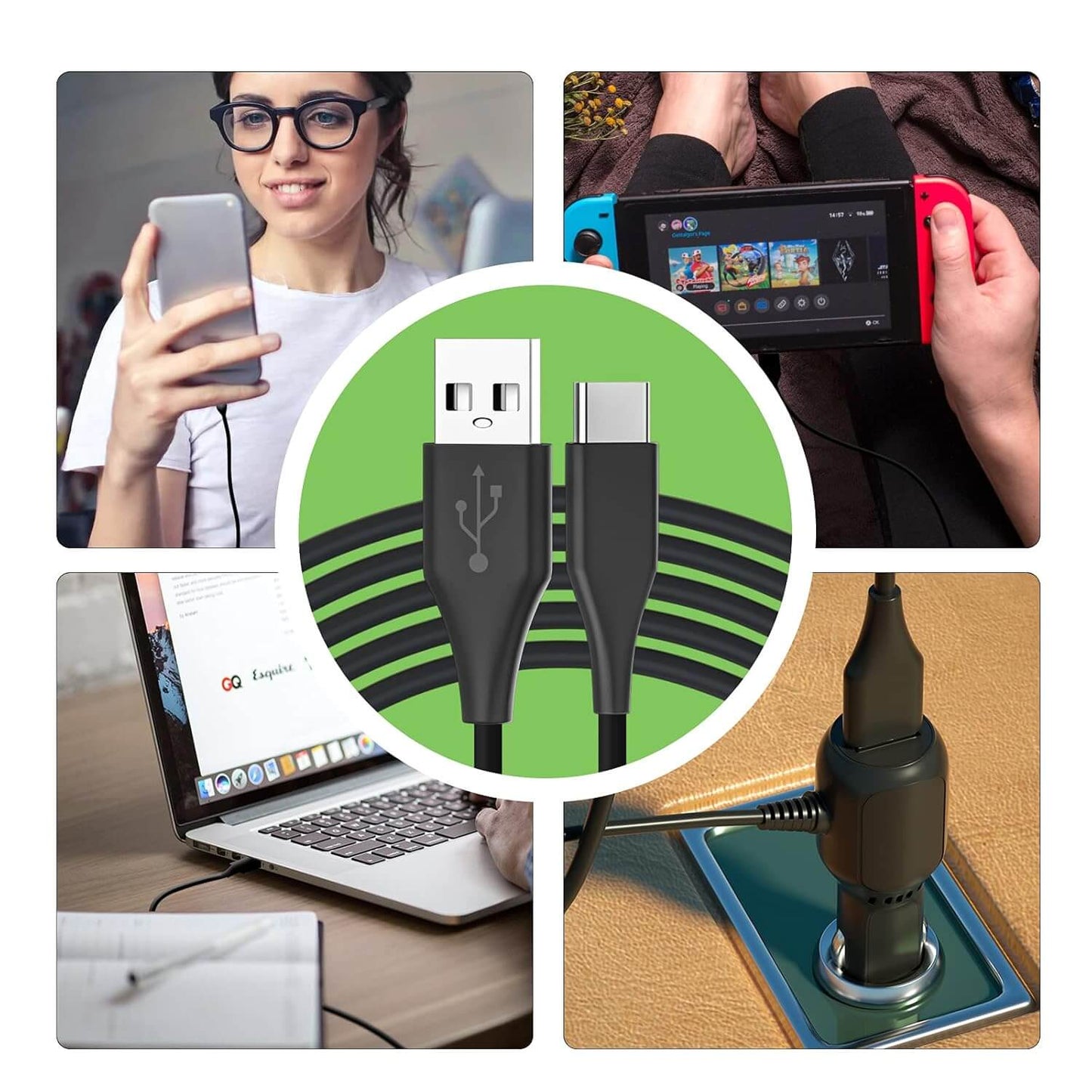 NANANINO USB-C Charging Cable for Switch, PS5 & Xbox Controllers – Fast & Safe Power Cord