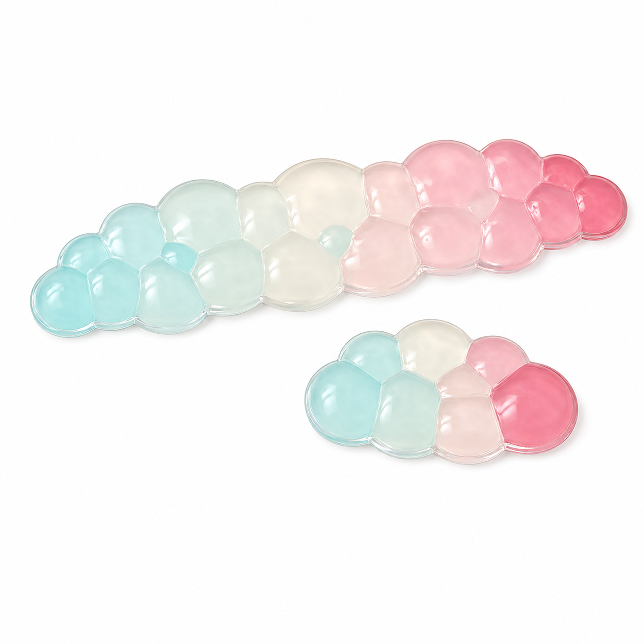 Cooling cloud gel keyboard and mouse wrist rest set in pink and aqua gradient