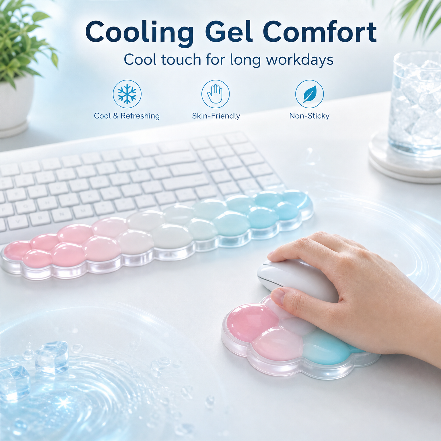 Cooling gel mouse wrist rest with soft touch for long workdays
