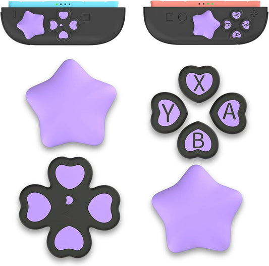 Switch 2 Button Caps and Joystick Stickers Set – Soft Non-Slip Switch 2 Thumb Grips for Enhanced Control, Cute Eco-Friendly Button Covers
