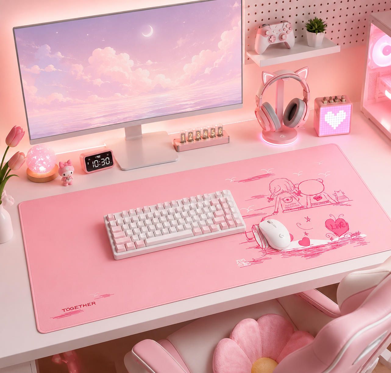 Pink Desk Mouse Pad – Large Cute Desk Mat