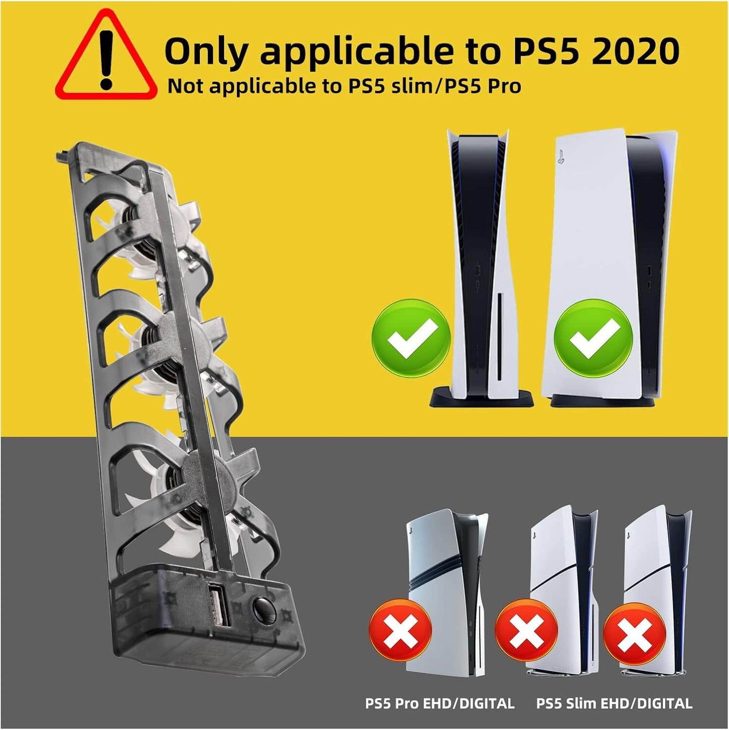 PS5 Cooling Fans, PlayStation 5 Cooling Fan Compatible with PS5 Discs Edition and Digital Edition (NOT for PS5 Slim/PS5 Pro)