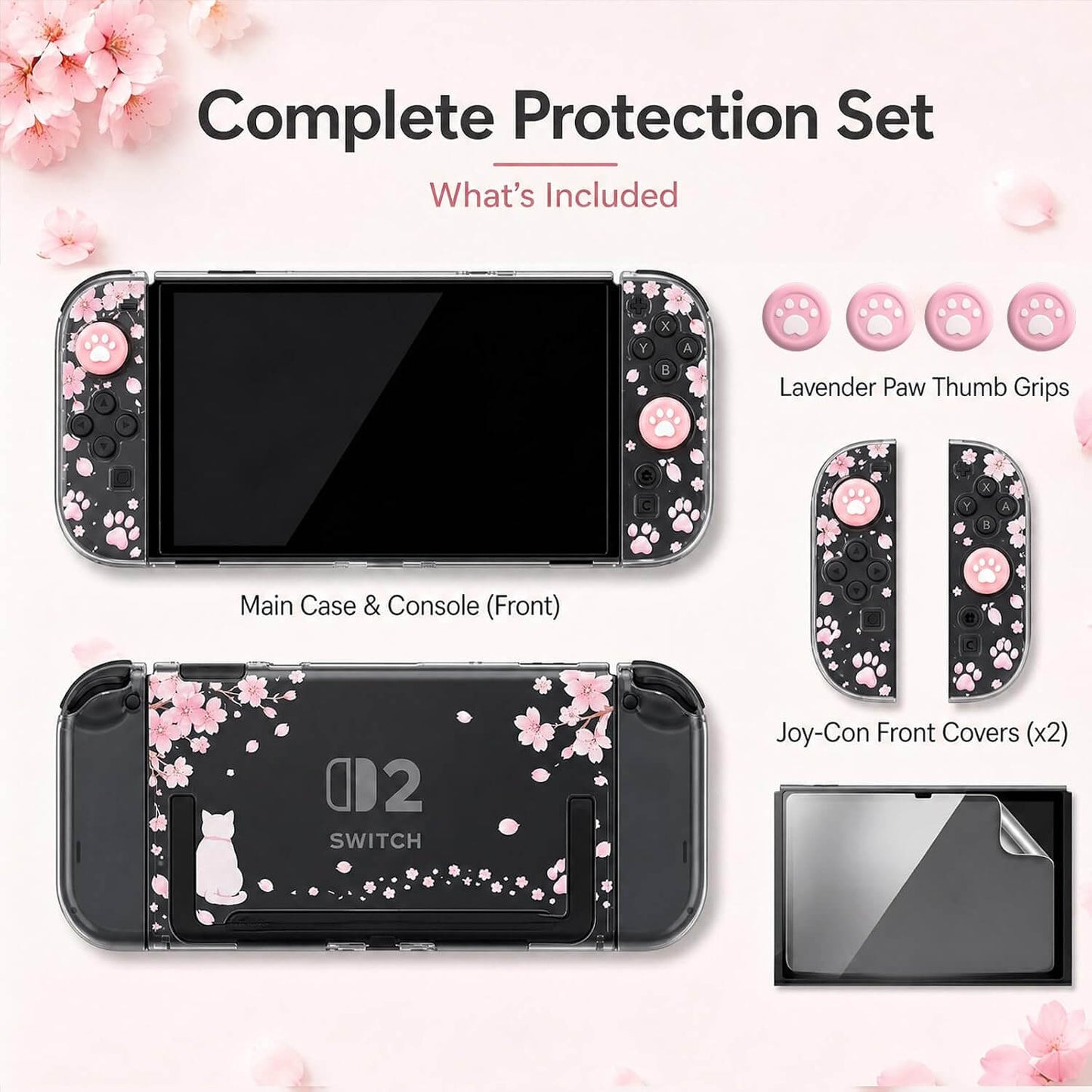 Switch 2 Case for Nintendo Switch 2, Protective Cherry Blossom Cover