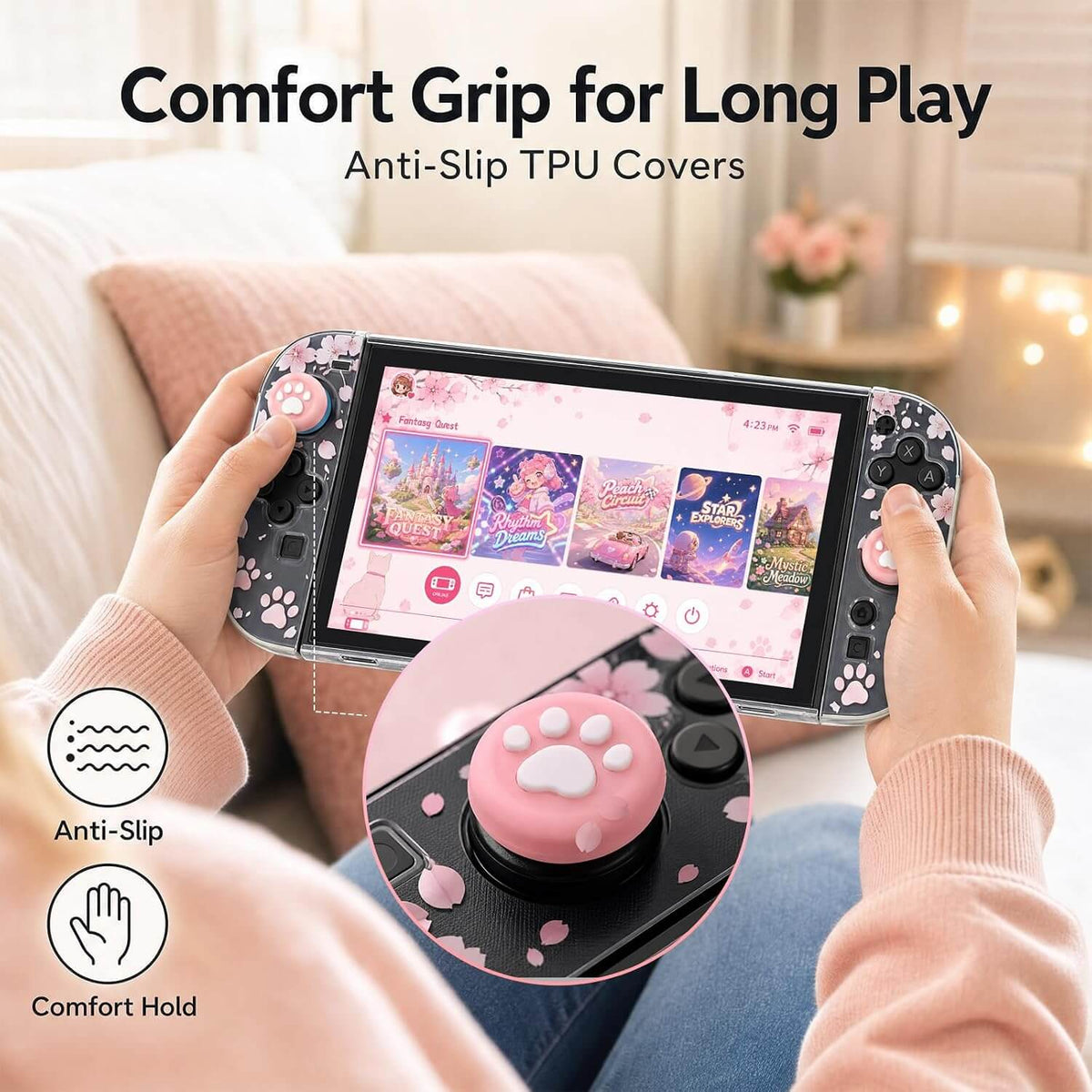 Switch 2 Case for Nintendo Switch 2, Protective Cherry Blossom Cover