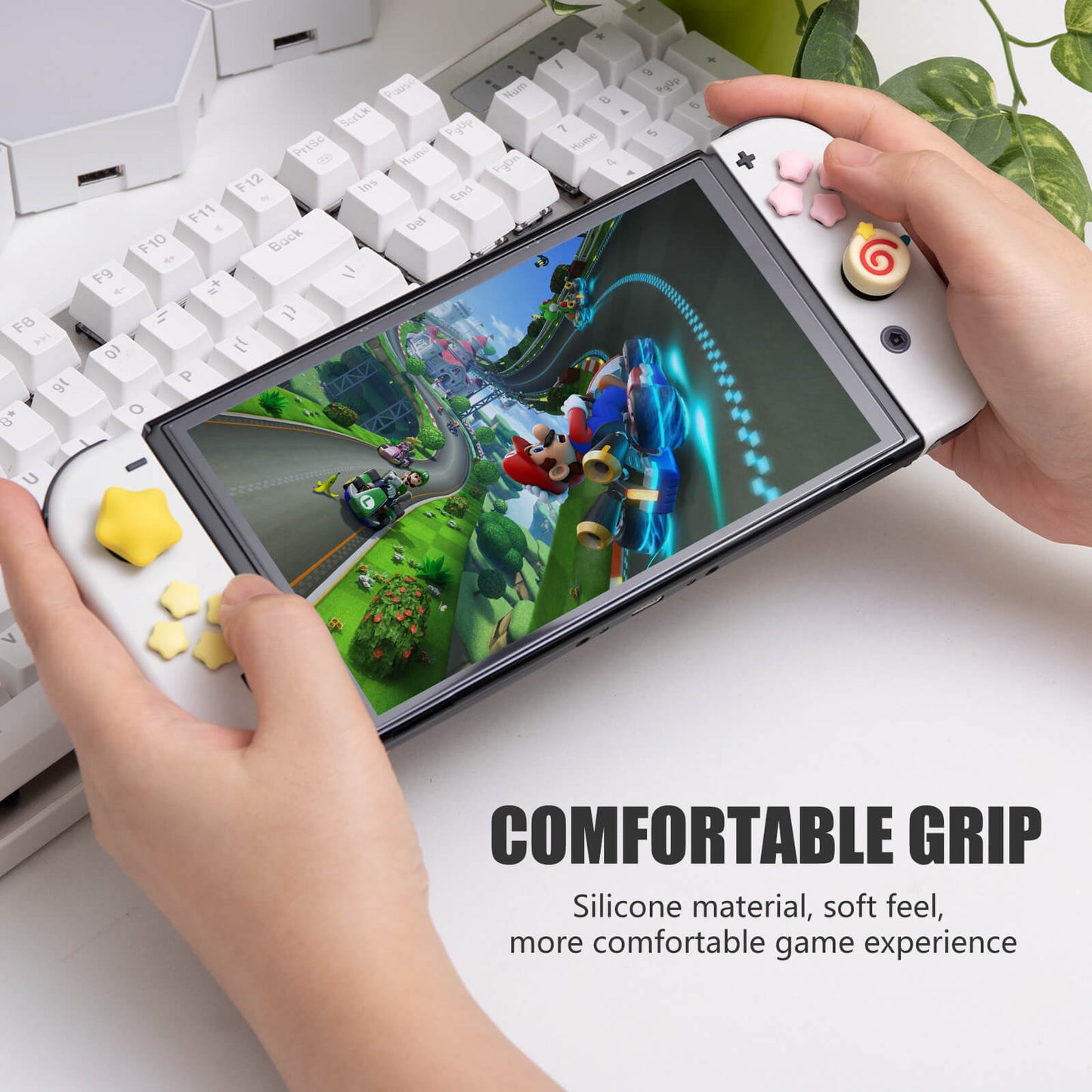 Kirby Thumb Grips for Nintendo Switch, Cute Switch OLED Button Caps Set